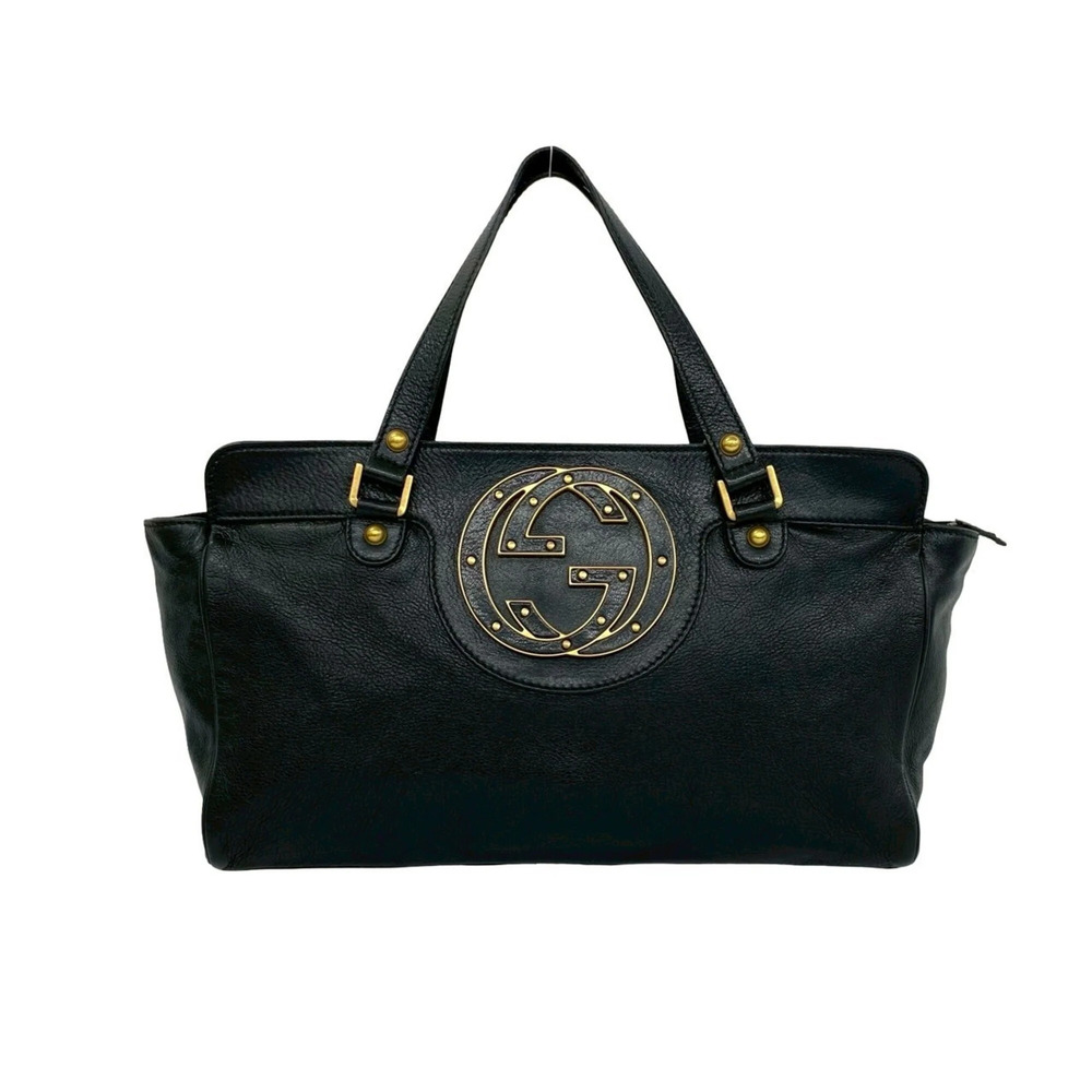 GUCCI Black Leather Tote Bag - Picture 1 of 10